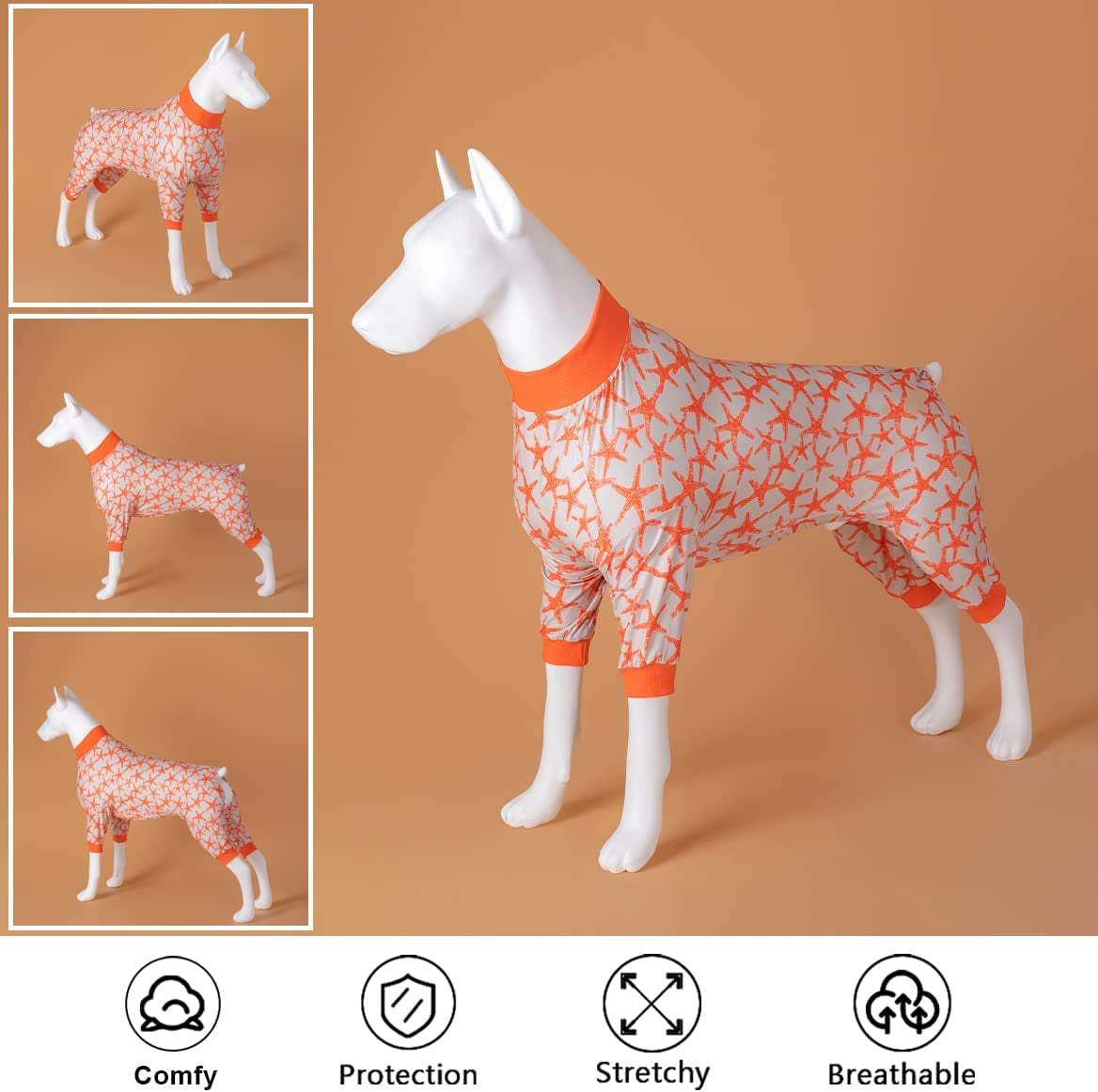 Lovinpet Big Dog Jammies, UV Protection, Pet Anxiety Relief Dog Onesies, Breathable Sea Friends Slub Salmon Prints Large Dog Pjs, Dog Pajamas as Bottom Dog Surgery Recovery Suit for Dog Sweater M Animals & Pet Supplies > Pet Supplies > Dog Supplies > Dog Apparel LovinPet   