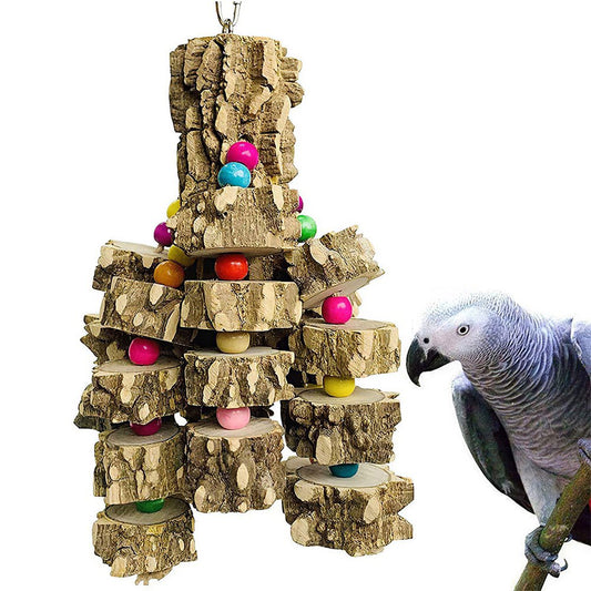 LOVECOM Parrot Toys Bird Chewing Toys Natural Wood Bird Chewing Toys Parakeet Cage Hammock Hanging Toy for African Grey Macaws Cockatoos Eclectus Parrot Birds Animals & Pet Supplies > Pet Supplies > Bird Supplies > Bird Toys LOVECOM   