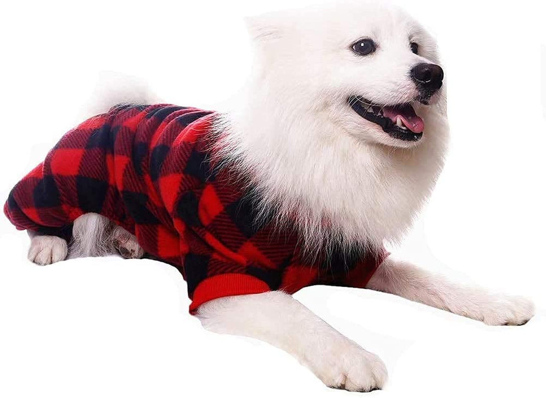 SCENEREAL Pet Pajamas for Dogs Red Plaid Sweaters Soft Clothes Animals & Pet Supplies > Pet Supplies > Dog Supplies > Dog Apparel SAILE   