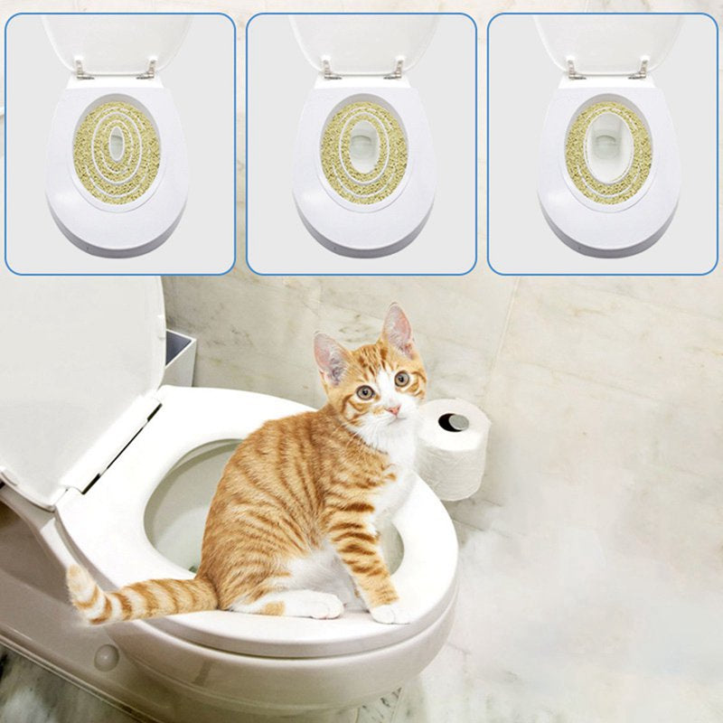 Pet Cat Toilet Training Kitty Toilet Trainer PVC White Convenient Disappearing Litter Box Trainer Cat Litter Tray Mat Animals & Pet Supplies > Pet Supplies > Cat Supplies > Cat Litter Box Mats JANDEL   