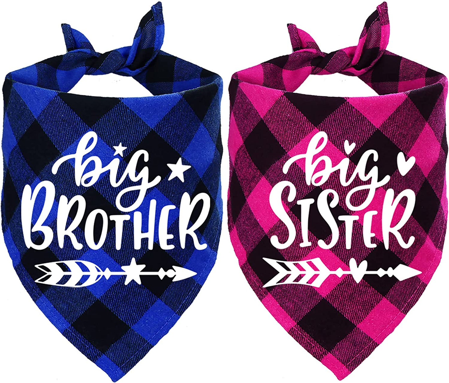 STMK Big Brother Big Sister Dog Bandana, Pregnancy Announcement Plaid Dog Bandana, Gender Reveal Photo Prop, Pet Scarf Accessories, Pet Scarves for Dogs Animals & Pet Supplies > Pet Supplies > Dog Supplies > Dog Apparel STMK   