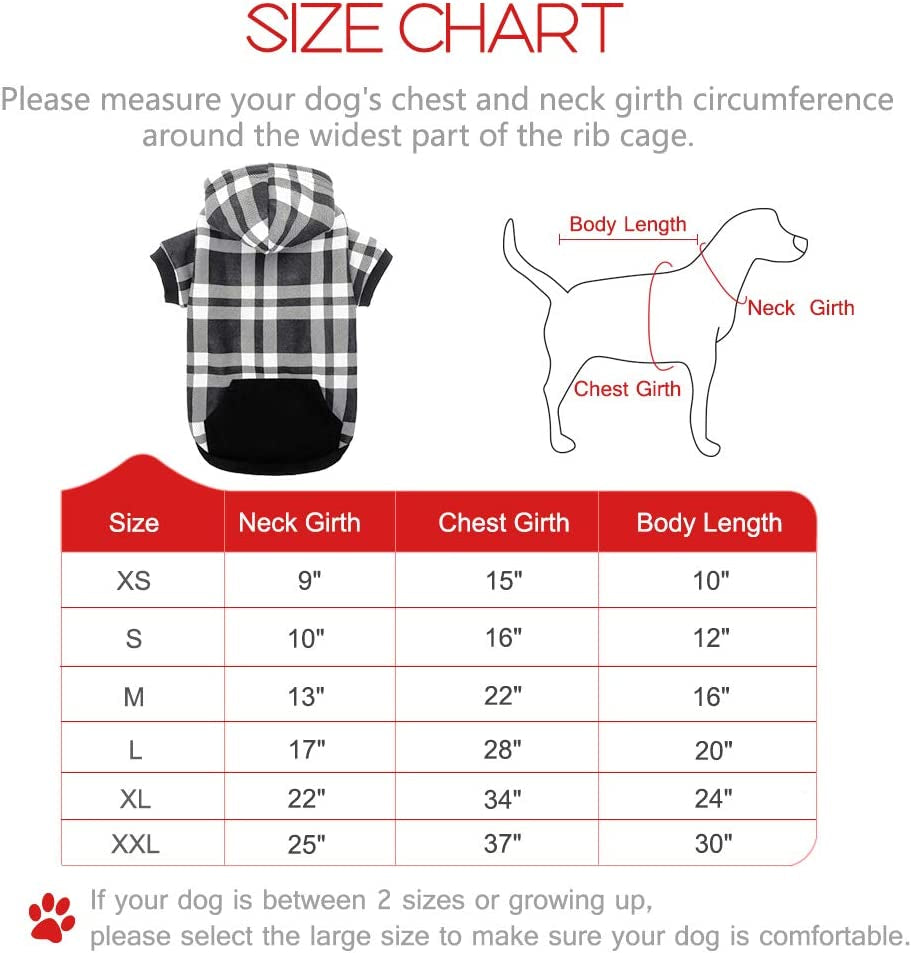 BINGPET Dog Plaid Hoodie - Pocket Design - Dog Fleece Sweater with Hat Pet Winter Clothes Plaid Dog Sweatershirts for Winter Animals & Pet Supplies > Pet Supplies > Dog Supplies > Dog Apparel BBPET   