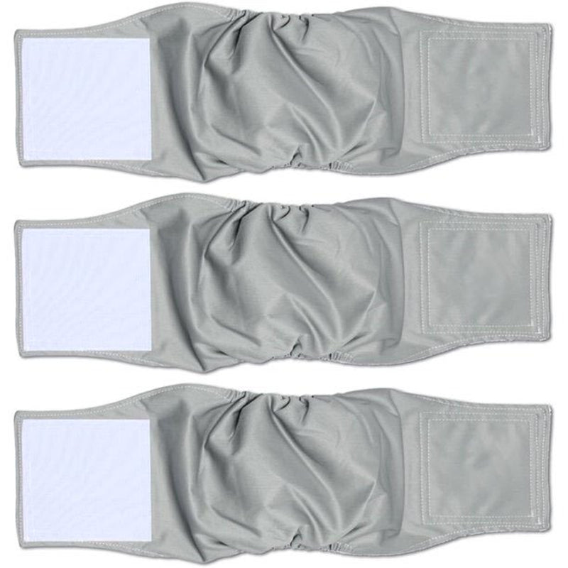 Genwiss 3 Pack Male Dog Diaper Wrap with Gray Lining, Washable Puppy Belly Bands, Super-Absorbent and Comfortable (XL,25"-29" Waist, Black+Gray+Coffee) Animals & Pet Supplies > Pet Supplies > Dog Supplies > Dog Diaper Pads & Liners Genwiss L2(20"-24"Waist) Gray 