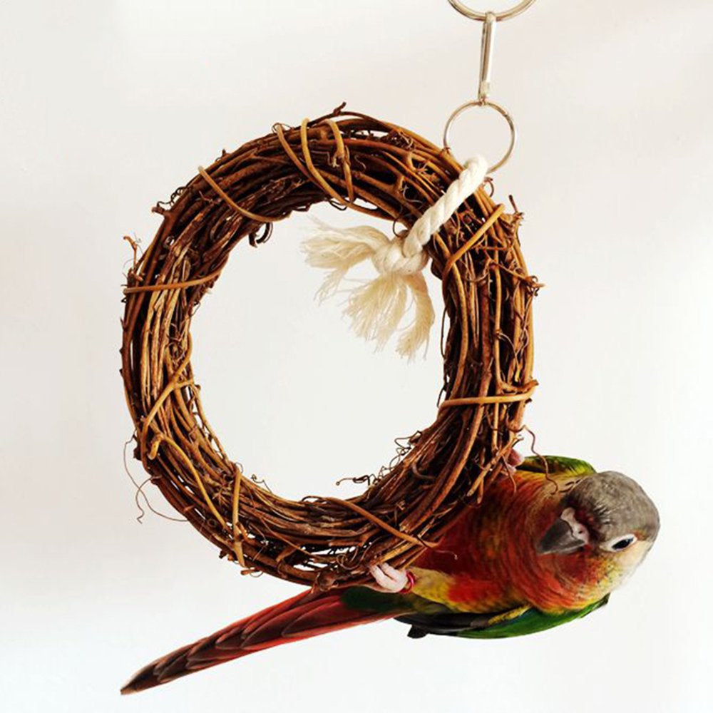 Meidiya 2Pcs Bird round Rattan Swings,Natural Vine Bird Perch Chewing Toy Bird Cage Accessories for Parrots Budgie Parakeet Cockatiel Cockatoo Animals & Pet Supplies > Pet Supplies > Bird Supplies > Bird Cage Accessories Meidiya   