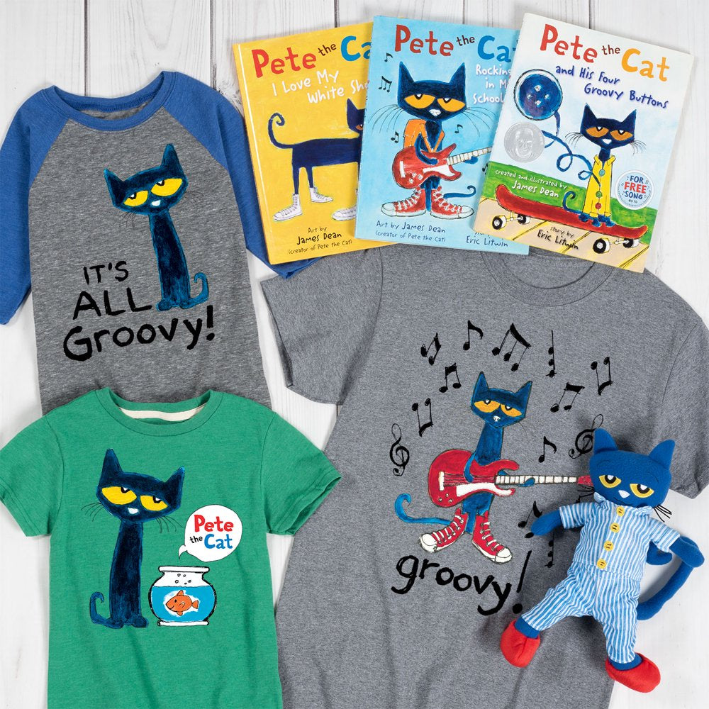 Pete the Cat - Pete with Coffee Adult - Women'S Short Sleeve Graphic T-Shirt Animals & Pet Supplies > Pet Supplies > Cat Supplies > Cat Apparel Air Waves   