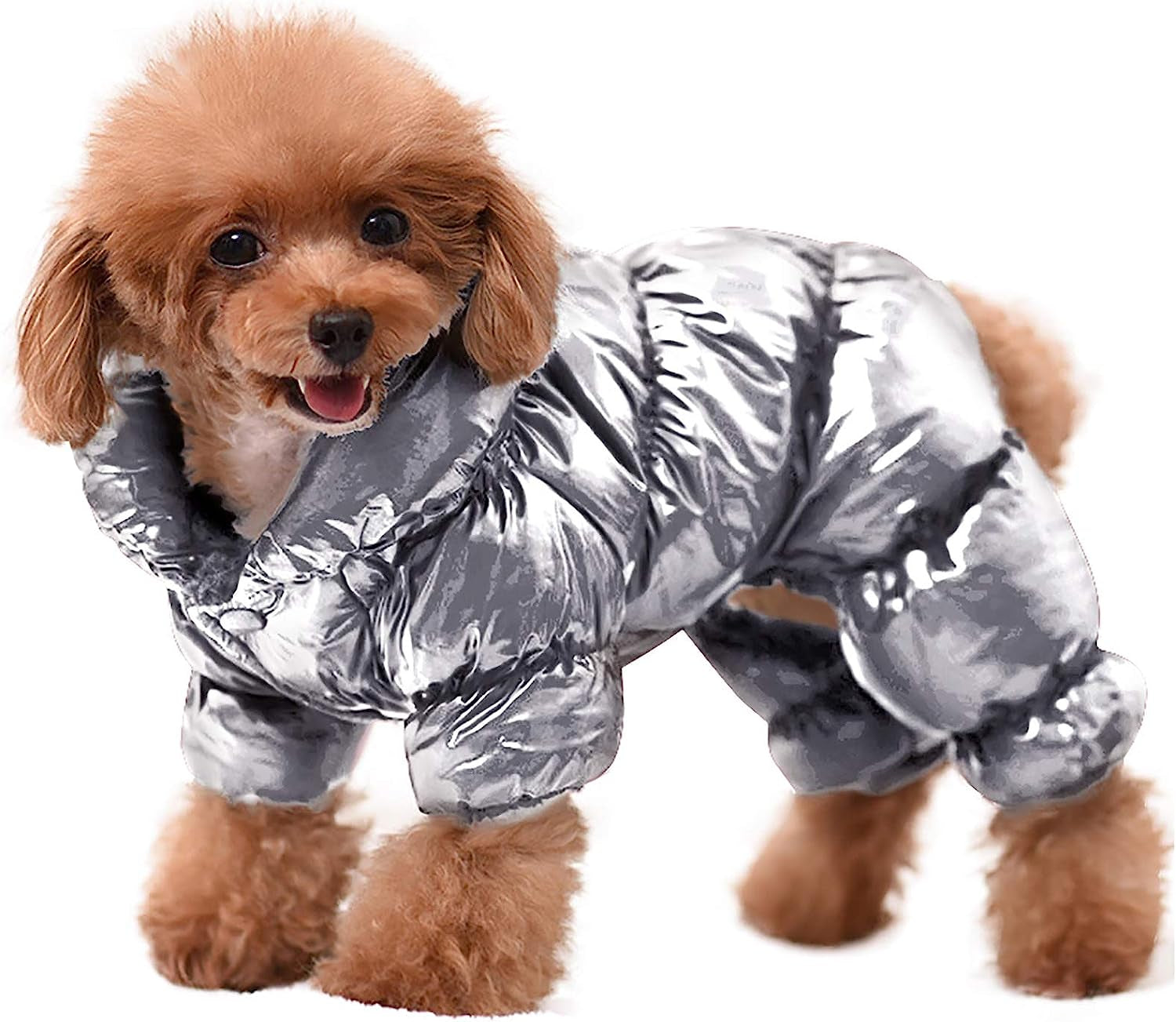 AOFITEE Dog Coat, Waterproof Dog Jacket for Winter, Fullbody Dog Coats Snowsuit, Windproof Puppy down Jacket Puffer Coat, Fleece Winter Vest for Dogs, Cold Weather Dog Coats for Small Dogs, Pink, L Animals & Pet Supplies > Pet Supplies > Dog Supplies > Dog Apparel AOFITEE Silver Chest: 17.7", Back Length: 14.2" 