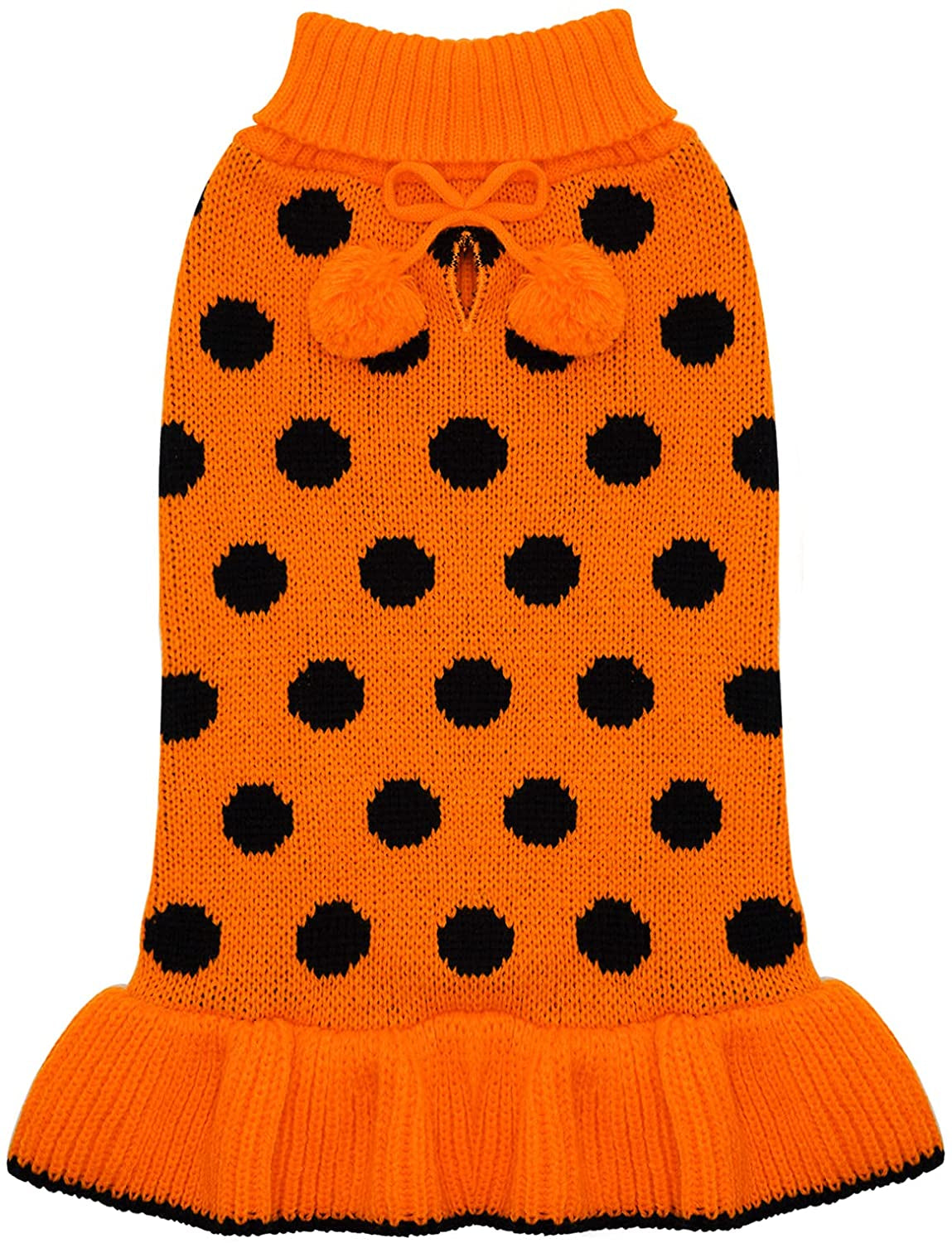 KYEESE Dog Sweaters with Leash Hole for Small Dogs Turtleneck Dog Sweater Dress Polka Dot Knit Pullover Doggie Sweater Warm Pet Sweater Animals & Pet Supplies > Pet Supplies > Dog Supplies > Dog Apparel kyeese Polkadot (Orange) X-Small (Pack of 1) 