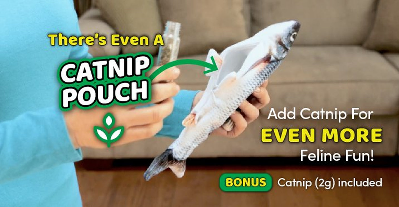 Flippity Fish Cat Toy, Interactive Cat Toy, Flips, Flops & Wiggles like a Real Fish, Motion Activated, Cat Fun, Exercise for Cats, Includes Catnip, Helps Stop Clawing & Scratching, Animal Toys Animals & Pet Supplies > Pet Supplies > Cat Supplies > Cat Toys As Seen on TV   