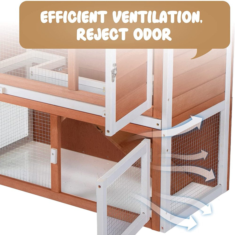 Rabbit Hutch, Indoor Outdoor 2-Tier Wood Rabbit Hutch Bunny Cage with Pull Out Leak Proof Tray, Duplex Rabbit Shelter House Guinea Pig Cage Chicken Coop with Water Bottle, Orange Animals & Pet Supplies > Pet Supplies > Small Animal Supplies > Small Animal Habitats & Cages Syndesmos   