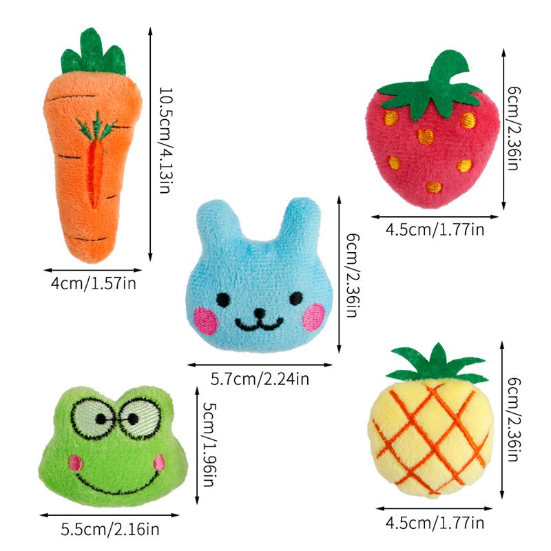 Stmelody 5 Pcs Catnip Toy, Bite Resistant Catnip Toys Cat Chew Toy Catnip Filled Carrot Pineapple Frog Cat Teething Chew Toy Cat Gifts for Cat Lovers Animals & Pet Supplies > Pet Supplies > Cat Supplies > Cat Toys StMelody   