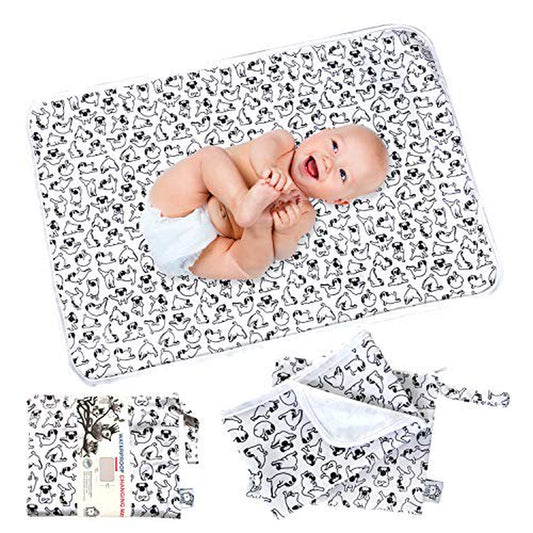 Flockthree Waterproof Baby Diaper Changing Pad with Storage Bag (28.7" X 19.7") Washable Wipeable Reusable Leak Proof Diaper Travel Mat Station Changing Mattress Liner Cribs Bed Cover, Dogs Animals & Pet Supplies > Pet Supplies > Dog Supplies > Dog Diaper Pads & Liners FLOCK THREE   