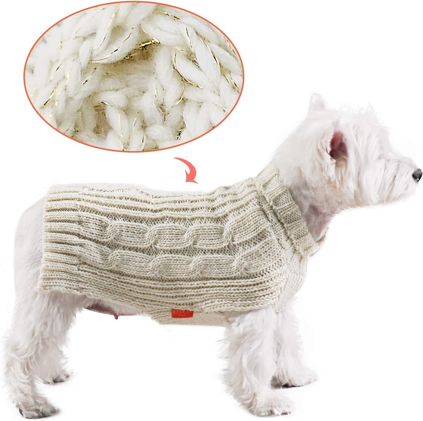 KYEESE Dog Sweaters with Golden Thread Turtleneck Dog Cable Knit Pullover Pet Sweater for Cold Weather Animals & Pet Supplies > Pet Supplies > Dog Supplies > Dog Apparel kyeese   