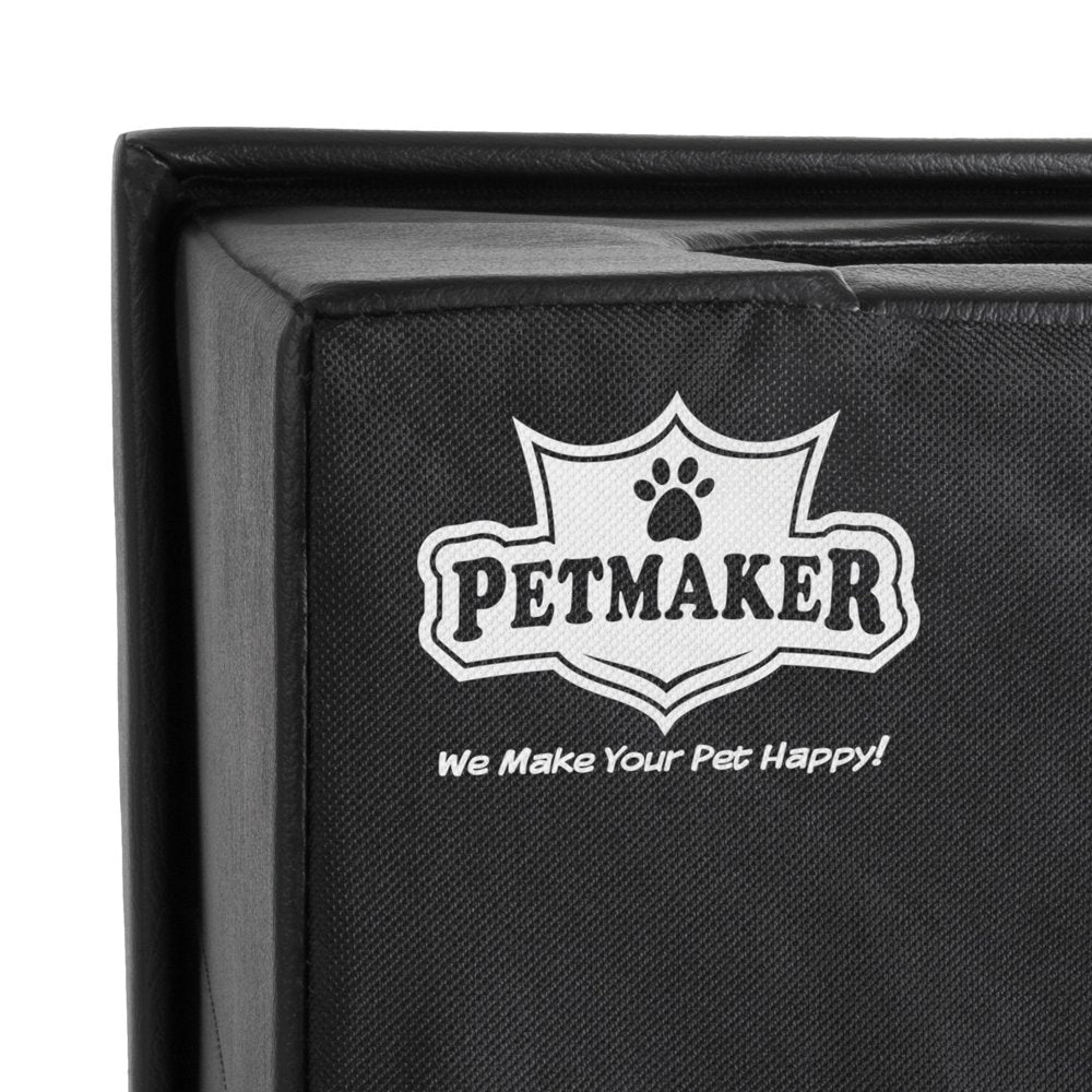 Petmaker 80-PET6109 Pet House Ottoman Collapsible Multipurpose Cat or Small Dog Bed&#44; Faux Leather - Black