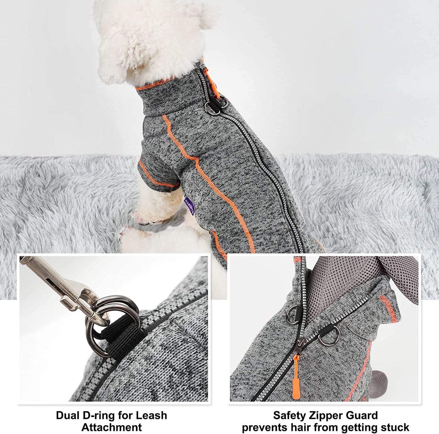 Cyeollo Dog Fleece Jacket Step in Reflective Dog Coats with D Ring Zipper up Dog Clothes Sweaters for Small Dogs Grey Animals & Pet Supplies > Pet Supplies > Dog Supplies > Dog Apparel cyeollo   