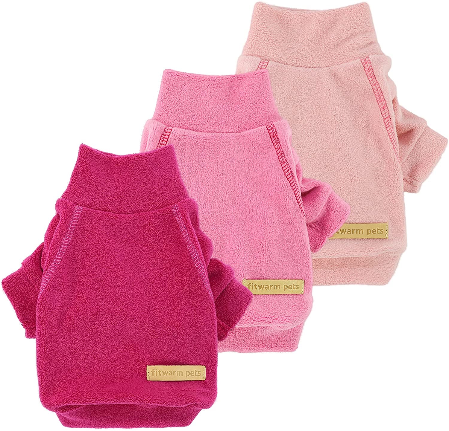 Fitwarm 3 Pack Classic Fleece Dog Sweater, Turtleneck Dog Sweatshirt, Dog Winter Clothes for Small Dogs Boy Girl, Pet Pullover Jumper, Cat Apparel, Blue, Grey, Navy, Small Animals & Pet Supplies > Pet Supplies > Dog Supplies > Dog Apparel Fitwarm Pink-Rose-Baby Pink X-Large 