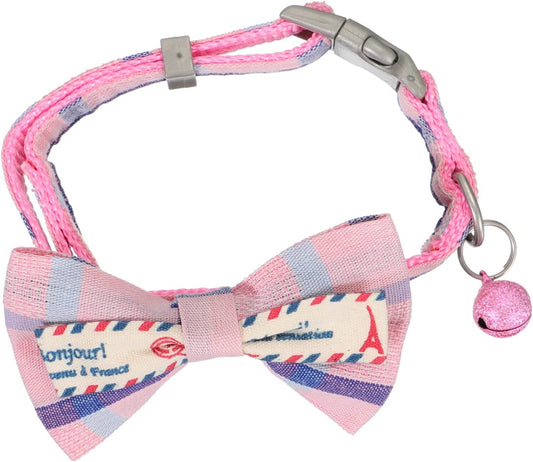 GLSTOY Pet Bow Kitten Collars Puppy Collars Decorative Dog Collar Pet Necklace Bow Tie Dog Collar with Bow Lovely Pet Collar Premium Kitten Collar Delicate Kitten Collar Pink Dog Bell Animals & Pet Supplies > Pet Supplies > Dog Supplies > Dog Apparel GLSTOY Pink 4.5X13CM 