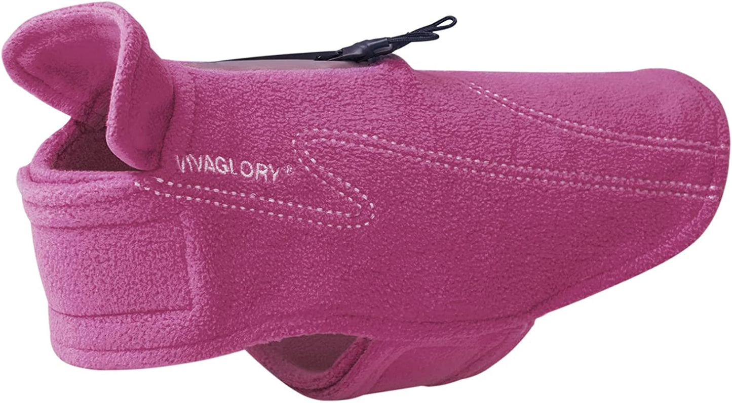 VIVAGLORY Dog Fleece Coat Warm Jacket with Hook and Loop Fastener, Easy to Take on and Off, Winter Vest Sweater for Small Medium Large Dogs Puppy Windproof Clothes for Cold Weather, Pink, M Animals & Pet Supplies > Pet Supplies > Dog Supplies > Dog Apparel VIVAGLORY Fuchsia M(Chest:22-27") 