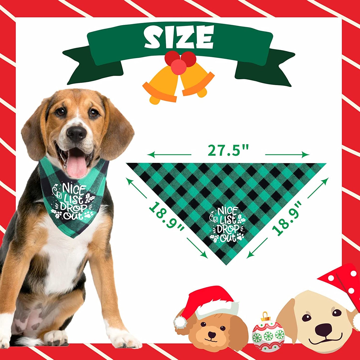 2 Pack Christmas Dog Bandanas Holiday Classic Plaid Dog Scarves Funny Triangle Bibs Set Cute Xmas Decoration Pet Costume Accessories for Small Medium Large Dogs Cats Animals & Pet Supplies > Pet Supplies > Dog Supplies > Dog Apparel Ideapron. Inc   