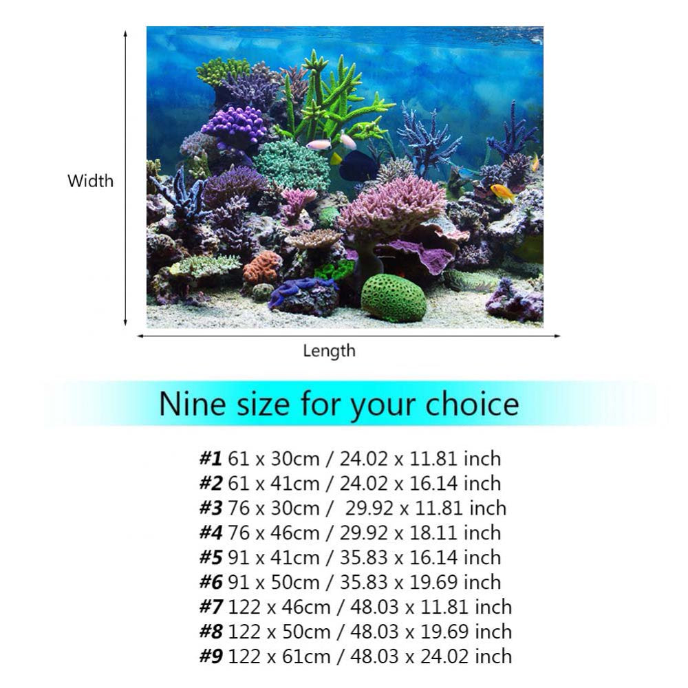 Tebru Aquarium Poster, PVC Adhesive Underwater Forest Tank Background Poster Backdrop Decoration Paper, Fish Tank Decor Paper, Size: 61*41cm