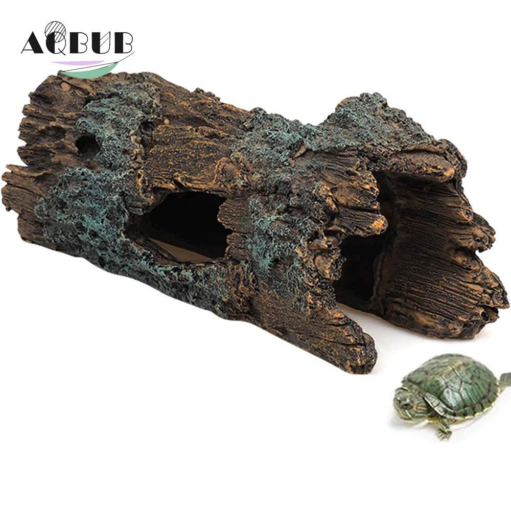 Reptile Log Hideout Reptile Hideout Resinous Wood Gecko Hideout and Burrow Bark Curved Lizard Habitat Decorative Aquarium Tank Accessories Spider Snake Frog Tortoise Amphibian Animals & Pet Supplies > Pet Supplies > Small Animal Supplies > Small Animal Habitat Accessories KOL PET   