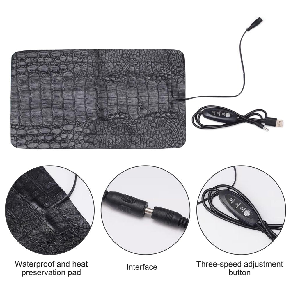 USB Reptile Leather Heating Pad, Bending Resistant Constant Temperature Heating Pad for Reptiles Tortoise Snakes Lizard Gecko Hermit Crab Turtle Amphibians  YIYING   