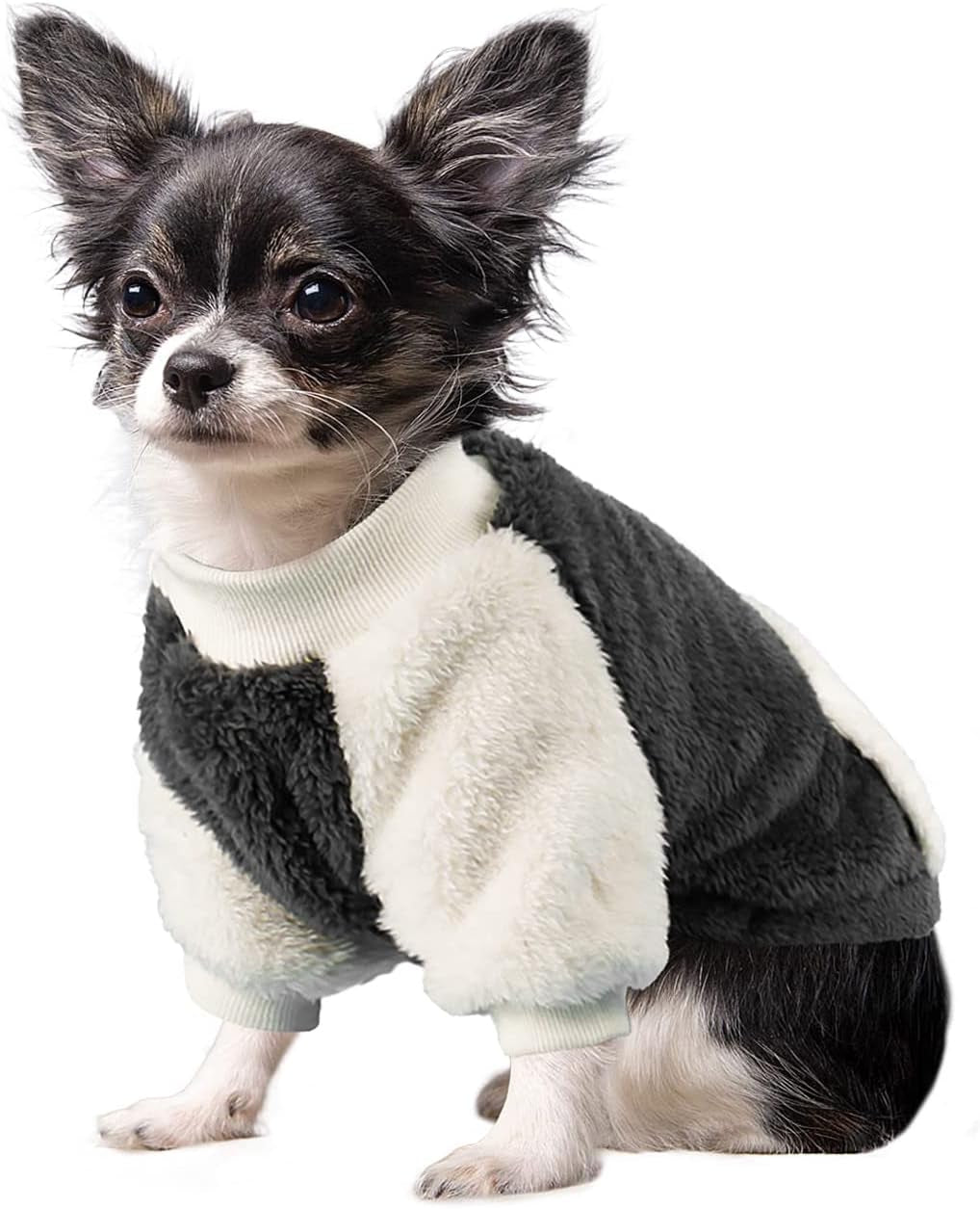 LESYPET Dog Sweaters for Small Dogs, Fleece Dog Sweater Small Dog Clothes Warm Puppy Coat Dog Pullover for Small Dogs Girl Boy, Grey Large Animals & Pet Supplies > Pet Supplies > Dog Supplies > Dog Apparel LESYPET Grey Small 