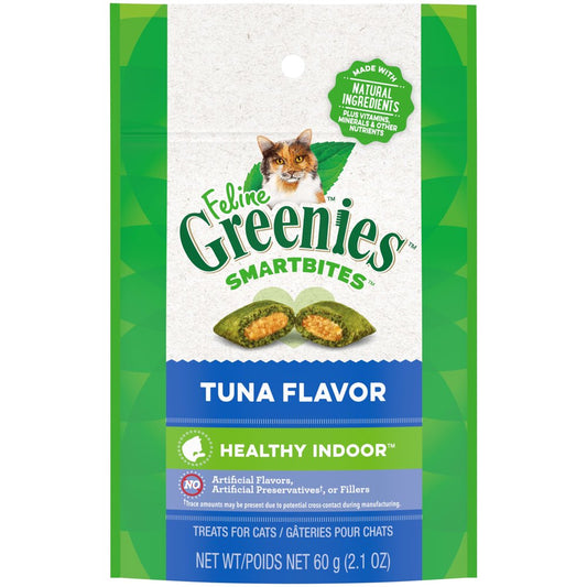 FELINE GREENIES SMARTBITES HEALTHY INDOOR Natural Treats for Cats, Tuna Flavor, 2.1 Oz. Pouch Animals & Pet Supplies > Pet Supplies > Cat Supplies > Cat Treats Mars Petcare 2.1 oz  