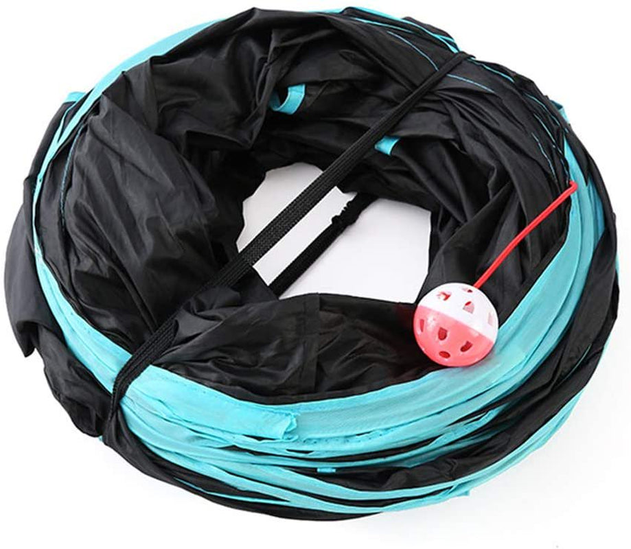 Haobase Cat Tunnel Toy, 4 Way Tunnels Extensible Collapsible Cat Play Tunnel Toy Maze Cat House with Pompon and Bells for Cat Puppy Kitten Rabbit Animals & Pet Supplies > Pet Supplies > Cat Supplies > Cat Toys Haobase   