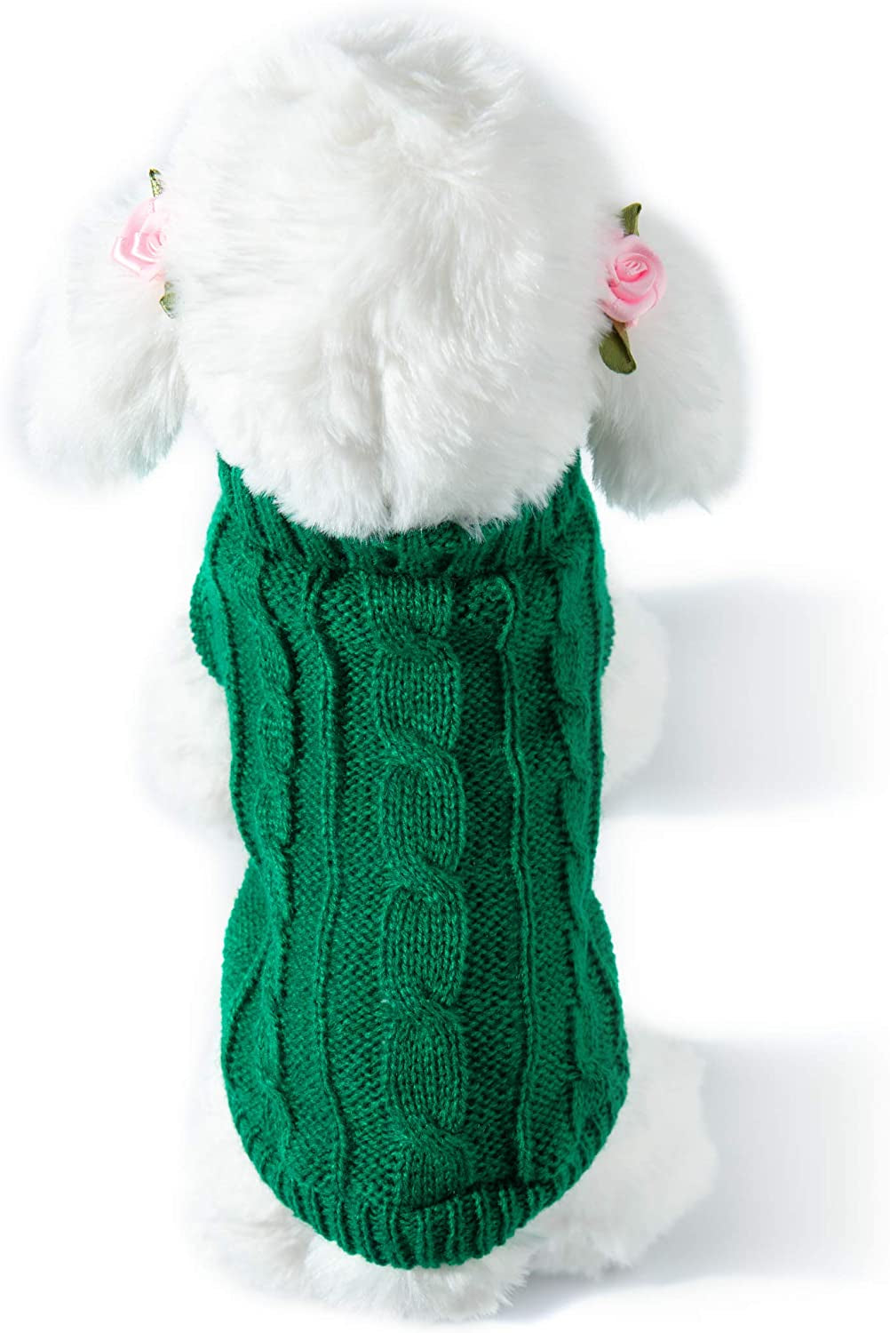 Small Dog and Cat Classic Sweater Knitwear Knitted Sweater Clothes (8", White) Animals & Pet Supplies > Pet Supplies > Dog Supplies > Dog Apparel EmmaWu Green Back Length 6” 