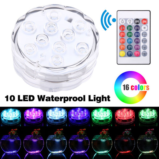 EBTOOLS Submersible 10 LED Multicolor Waterproof Light RGB for Vase Wedding Party Fish Tank Decoration,Submersible Light, Decorative Light Animals & Pet Supplies > Pet Supplies > Fish Supplies > Aquarium Lighting EBTOOLS   