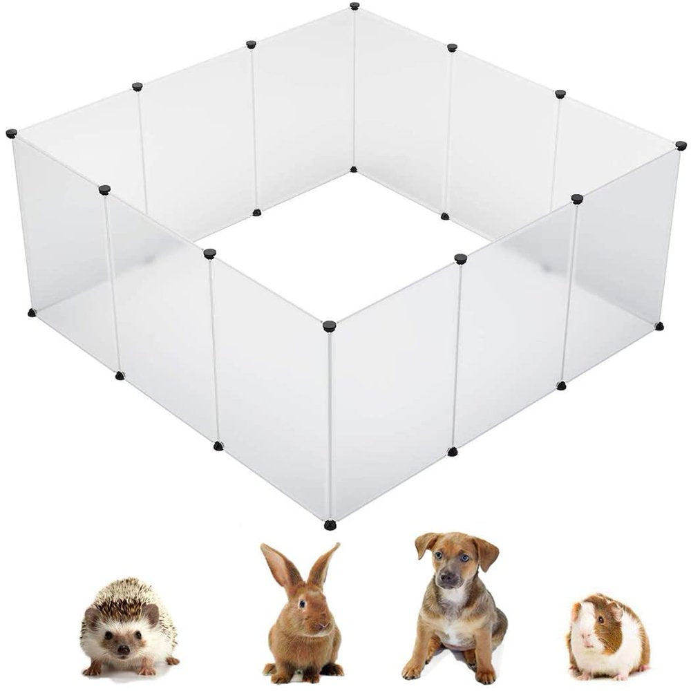 Pet Playpen, Indoor Rabbit Run Hutch Cage, Large Exercise Enclosure , DIY Plastic Modular Fence for Hamster, Pet, Small Animals, White