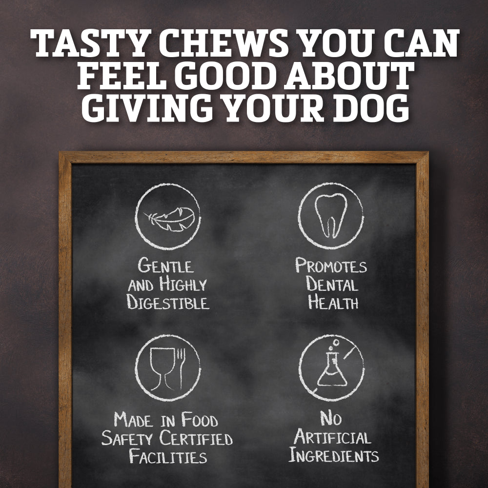 Buffalo Range Rawhide Dog Treats | Healthy, Grass-Fed Buffalo Jerky Raw Hide Chews | Hickory Smoked Flavor | Jerky Kabob, 18 Count