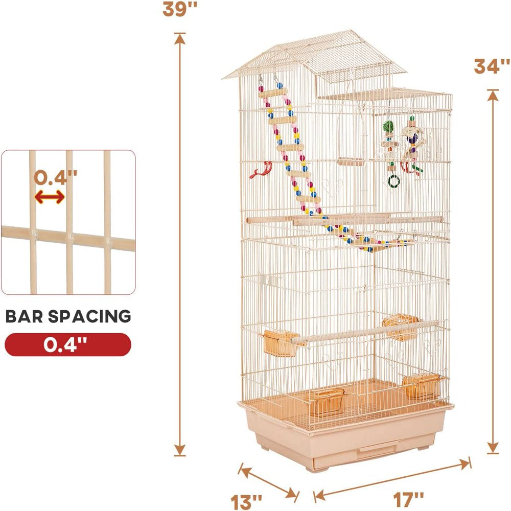 Bestpet 39-Inch Roof Top Large Flight Parrot Bird Cage Accessories，Almond Animals & Pet Supplies > Pet Supplies > Bird Supplies > Bird Cage Accessories BestPet   