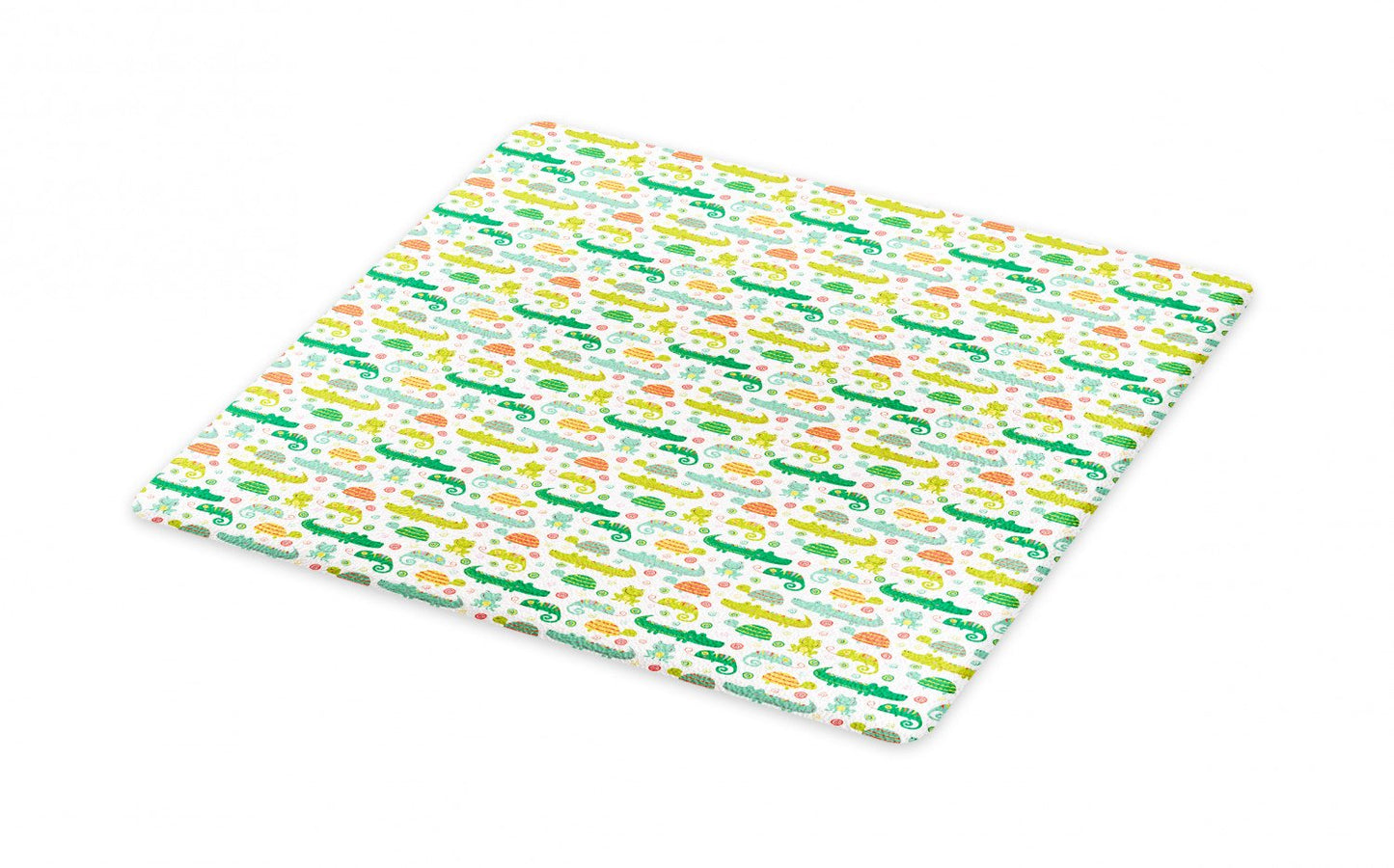 Cartoon Cutting Board, Nursery Themed Reptile and Amphibian Animals Pattern Frog Gator Turtle, Decorative Tempered Glass Cutting and Serving Board, in 3 Sizes, by Ambesonne Animals & Pet Supplies > Pet Supplies > Reptile & Amphibian Supplies > Reptile & Amphibian Food Kozmos S  