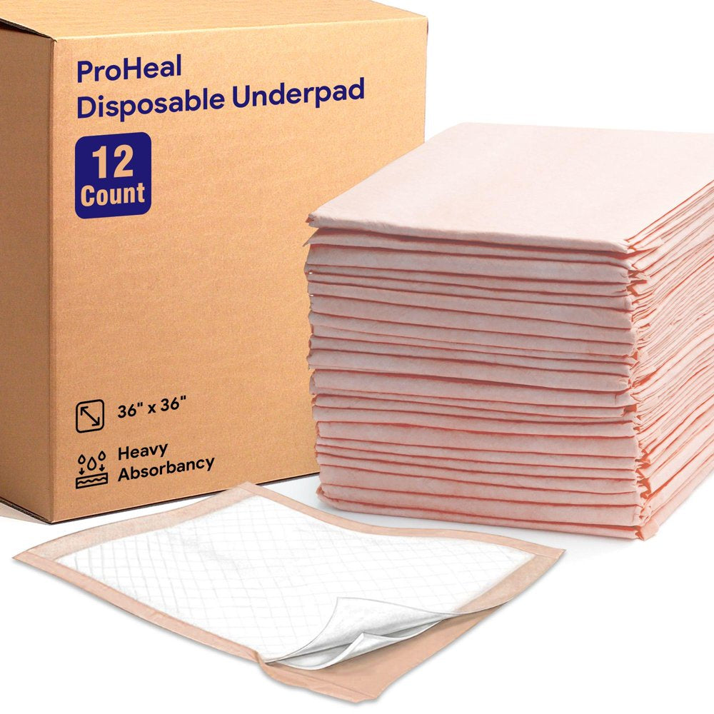 Proheal Disposable Underpads (48 Pack) Heavy Absorbency 36" X 36" - Incontinence Chux Bed Pads