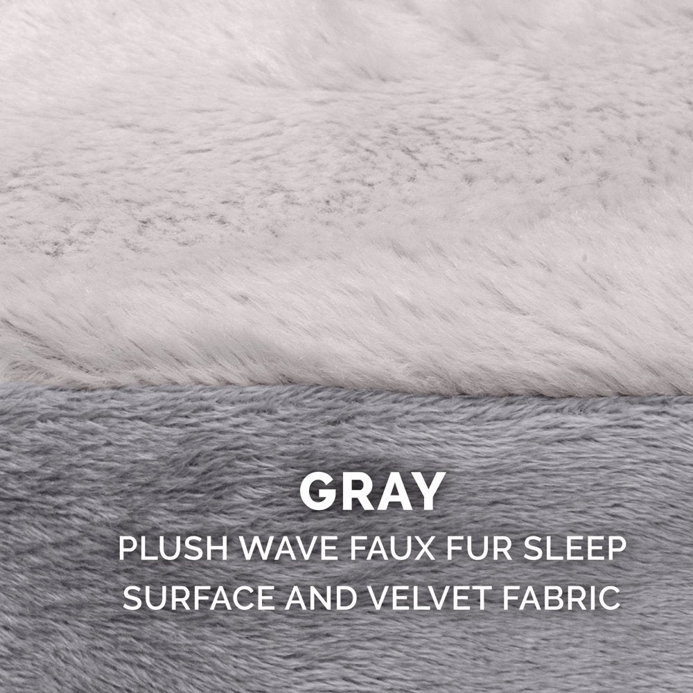 Furhaven Pet Dog Bed | Orthopedic Wave Fur & Velvet Snuggery Burrow Pet Bed for Dogs & Cats, Dark Gray, 26" Base Animals & Pet Supplies > Pet Supplies > Cat Supplies > Cat Beds FurHaven Pet   