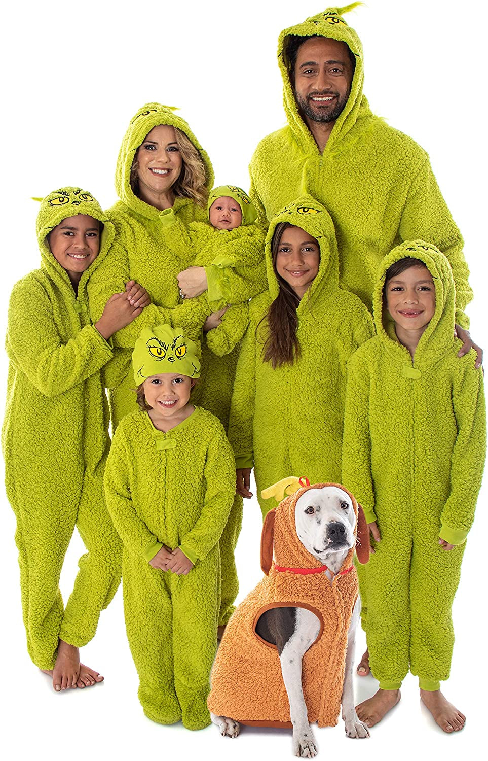 Dr. Seuss the Grinch Who Stole Christmas Matching Family Costume Pajama Sherpa Union Suit - Adult, Child, Toddler, Pets Animals & Pet Supplies > Pet Supplies > Dog Supplies > Dog Apparel Seven Times Six Grinch-kids 10 