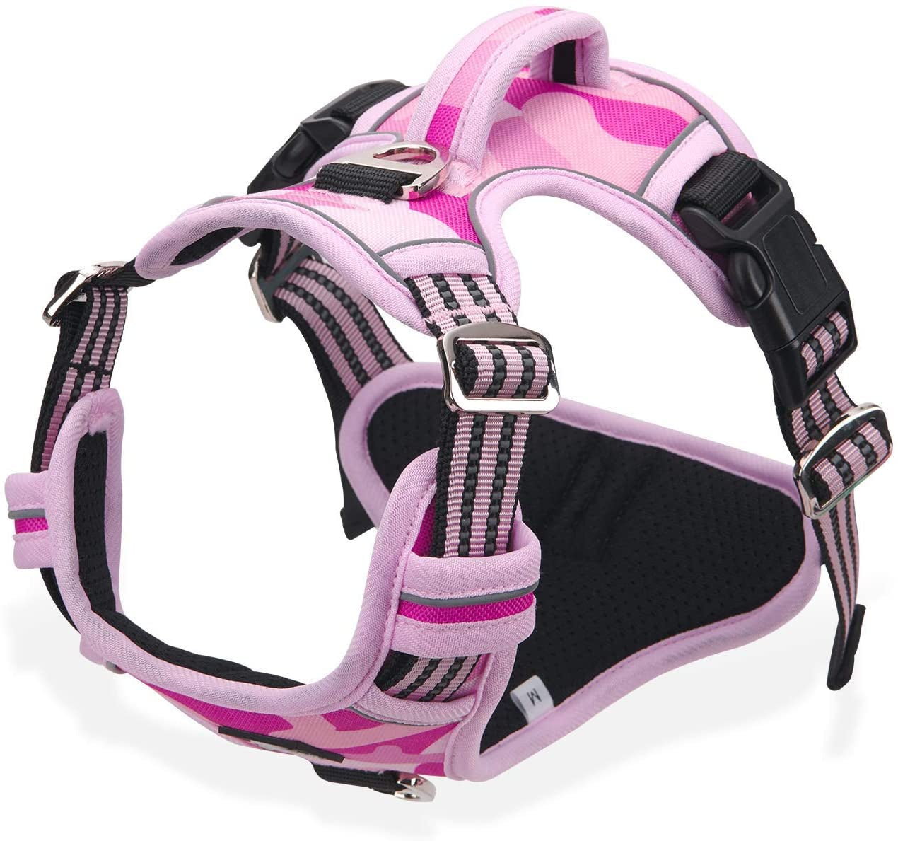 Dog Harness for Large Dogs No Pull with Handle 2 Metal Leash Clips, Adjustable Reflective Puppy Harness, Breathable Camo Oxford Padded Vest Easy Control Front Clip for Medium Large Dogs Animals & Pet Supplies > Pet Supplies > Dog Supplies > Dog Apparel Dociote Camouflage Pink Small (Pack of 1) 