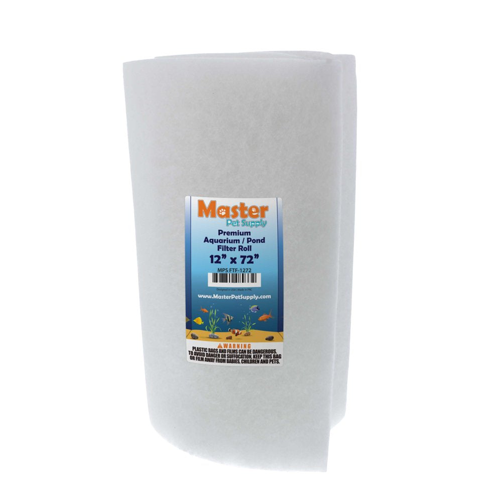 Master Pet Supply Premium Aquarium Filter Pad Roll, Cut to Fit 12" by 72", Micron Fiber Filtration Media for Freshwater, Saltwater Aquariums, Koi Ponds, Fish Tanks, Reefs - Clean Crystal Clear Water Animals & Pet Supplies > Pet Supplies > Fish Supplies > Aquarium Filters Master Pet Supply   