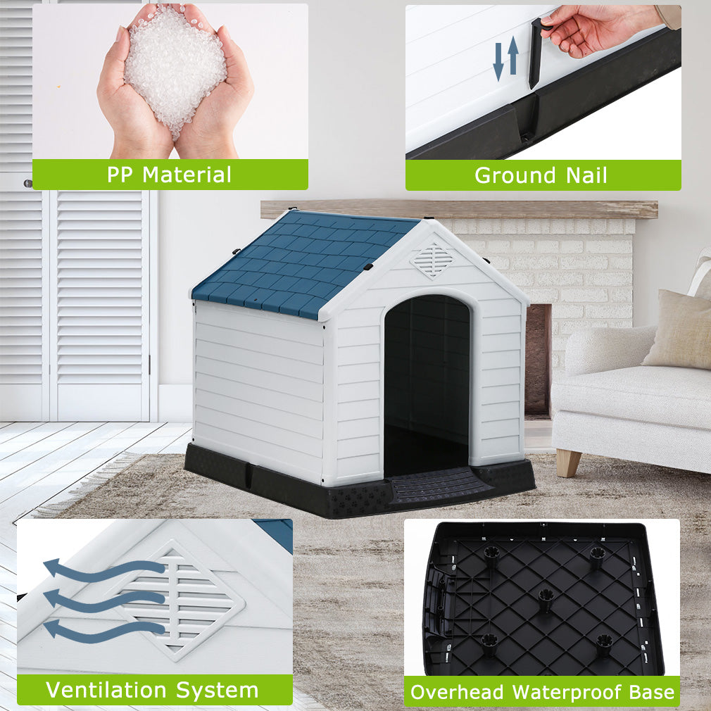 Indoor Outdoor Dog House Big Dog House Plastic Dog Houses for Small Medium Large Dogs 32 Inch High All Weather Dog House with Base Support for Winter Tough Durable House with Air Vents Elevated Floor Animals & Pet Supplies > Pet Supplies > Dog Supplies > Dog Houses Bestpet   