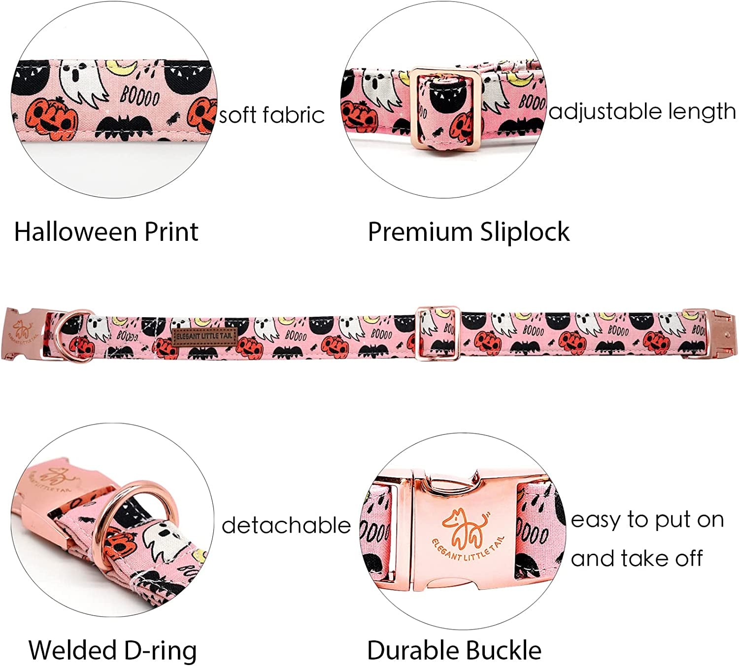 Elegant Little Tail Dog Collar with Bow - Fall Dog Collar Halloween Pumpkin Bow Girl Boy Pet Collar Soft Dog Bowtie Collars for Large Dogs Animals & Pet Supplies > Pet Supplies > Dog Supplies > Dog Apparel Elegant little tail   