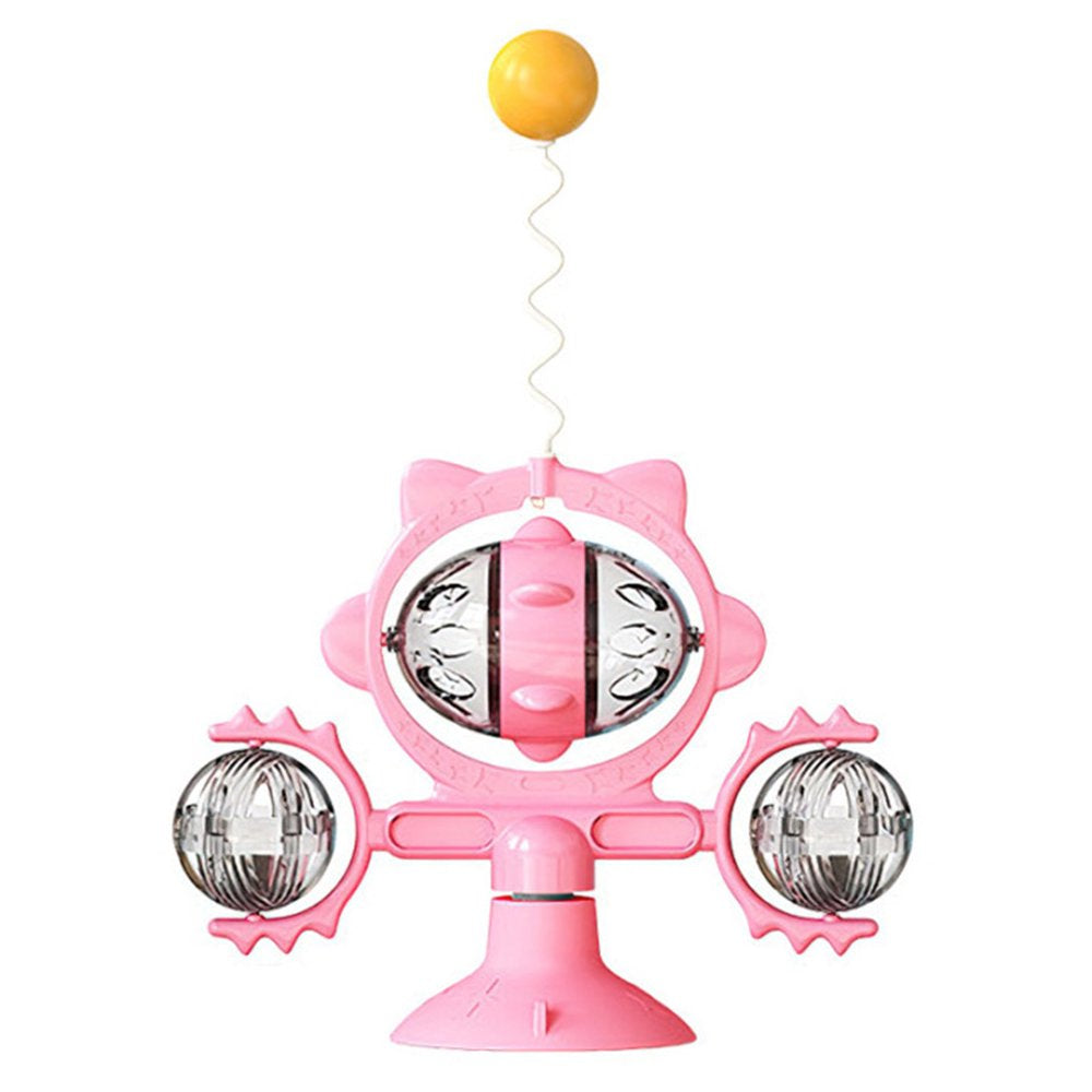 Cat Toy - Rotating Windmill Cat Toy with Catnip and Small Ball on Top Creative Three-In-One Suction Cup Cat Nip Toy for Cat Chew Exercise Animals & Pet Supplies > Pet Supplies > Cat Supplies > Cat Toys Warmfunn-CW-13 Pink  