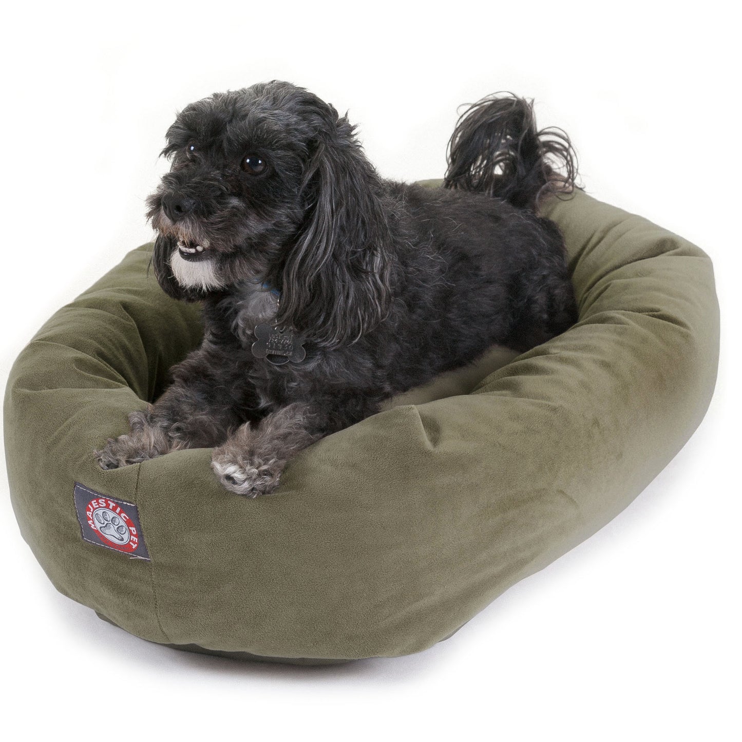 Majestic Pet Suede Bagel Dog Bed Machine Washable Chocolate Large 40" X 29" X 9"