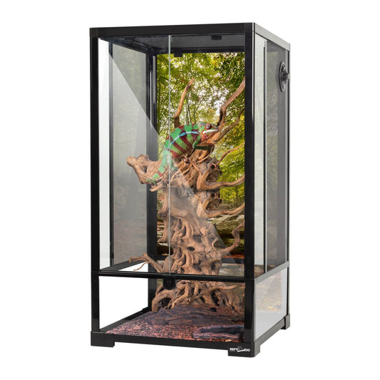 REPTI-ZOO Knock-Down Glass Vertical Terrarium, Front Double Opening Door Tank, Air Screen Cage, 16×16×30-Inches