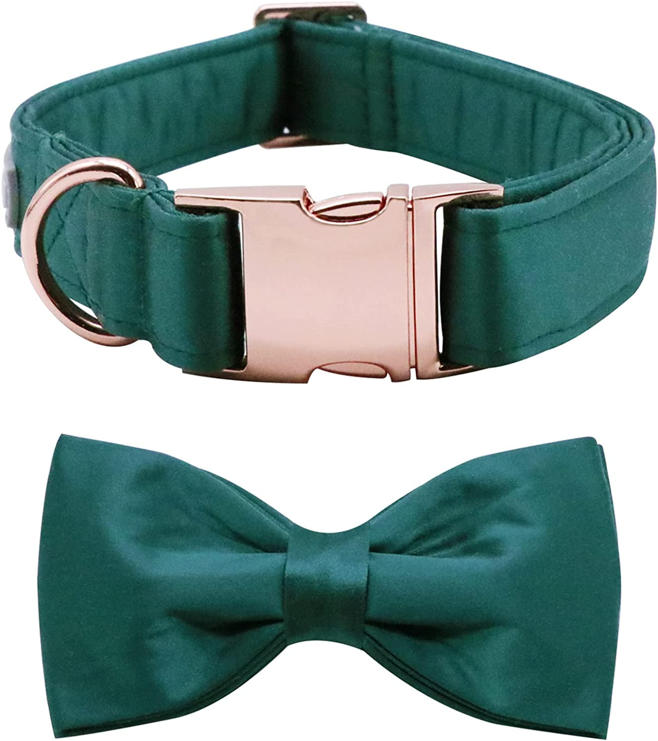 Lionet Paws Bowtie Dog Collar - Comfortable Silk Green Dog Collar with Detachable Bow Tie for Large Dogs, Neck 16-24 Inches Animals & Pet Supplies > Pet Supplies > Dog Supplies > Dog Apparel lionet paws Black Green Small (Pack of 1) 