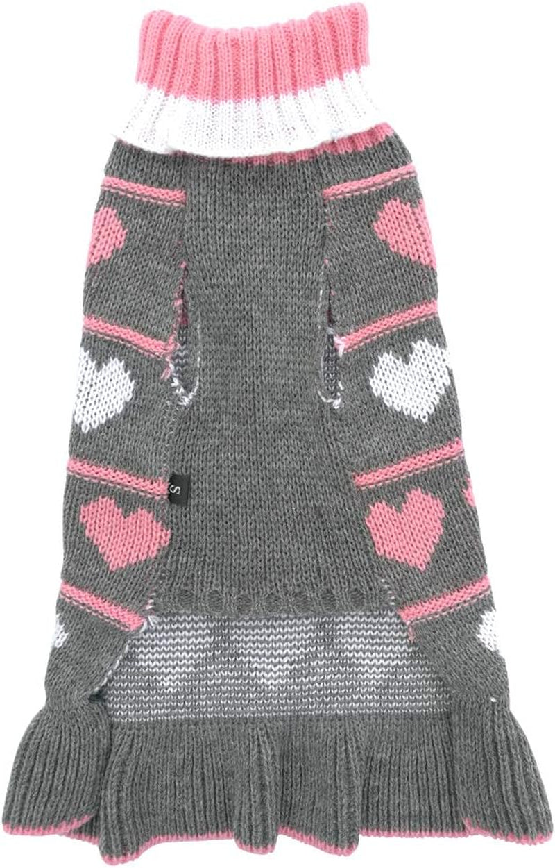 Jecikelon Pet Dog Long Sweaters Dress Knitwear Turtleneck Pullover Warm Winter Puppy Sweater Long Dresses (Grey Heart, X-Large) Animals & Pet Supplies > Pet Supplies > Dog Supplies > Dog Apparel Jecikelon   