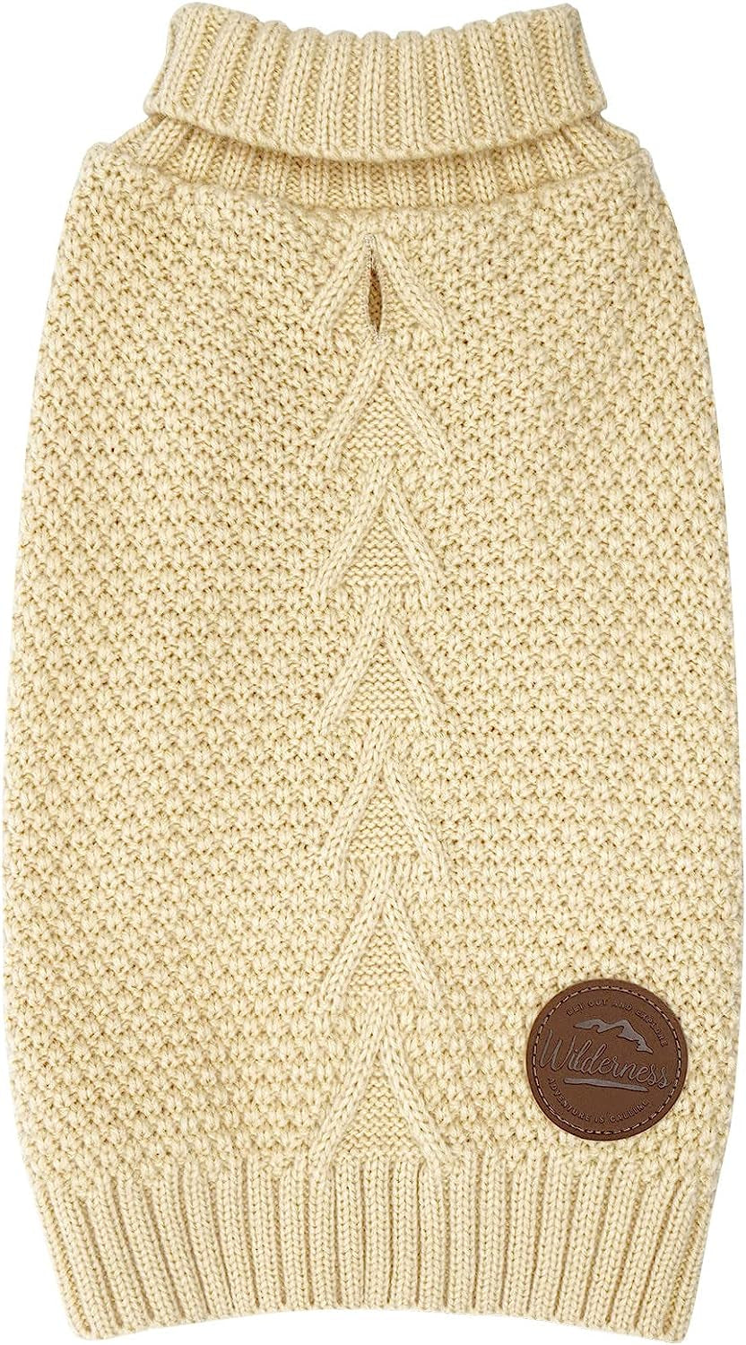 Cyeollo Dog Sweaters for Small Dogs Turtleneck Knitted Sweaters with Leash Hole Fall Small Dog Clothes Winter Pets Apparel Animals & Pet Supplies > Pet Supplies > Dog Supplies > Dog Apparel cyeollo Beige X-Large 