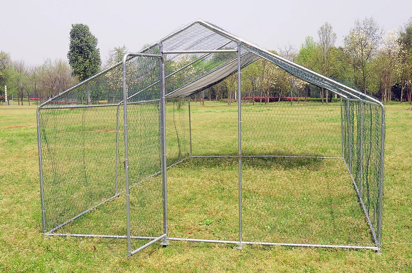 Walsport 10X10Ft Chicken Run Coop Walk in for Poultry Rabbit Hen Cage Pen Heavy Duty Metal Design with Door Animals & Pet Supplies > Pet Supplies > Dog Supplies > Dog Kennels & Runs Walsport   