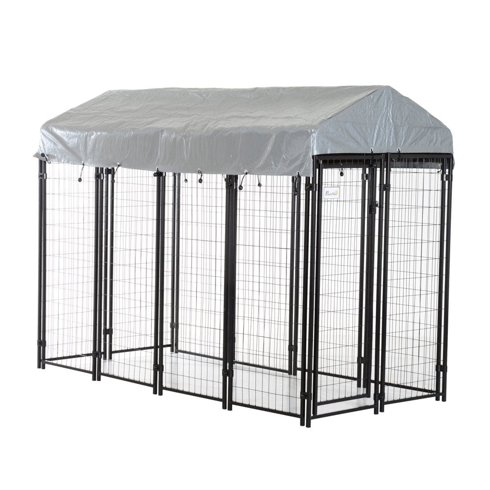 97鈥?X 46鈥?Outdoor Covered Galvanized Metal Dog Kennel Exercise Playpen Animals & Pet Supplies > Pet Supplies > Dog Supplies > Dog Kennels & Runs Lixada   