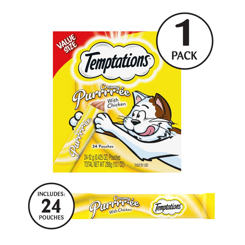 TEMPTATIONS Creamy Puree Chicken Lickable Cat Treats, (24) 12G Pouches Animals & Pet Supplies > Pet Supplies > Cat Supplies > Cat Treats Mars Petcare   